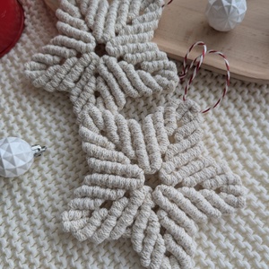 Macrame Star Golden Natural - crăciun - cadouri de moș crăciun - cadouri de moș crăciun - Artynos.ro