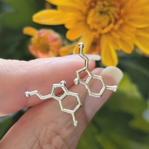 Cercei din argint 92.5 cu formula moleculara SEROTONINA , Bijuterii, Cercei, Clipsuri, Confectionarea bijuteriilor, ARTYNOS