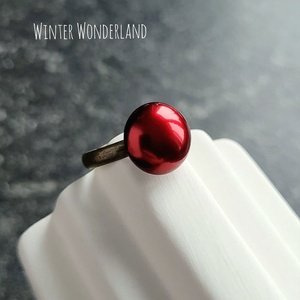 Inel reglabil cu perlă roșie mare - bijuterii - inele - inele cu perle - Artynos.ro