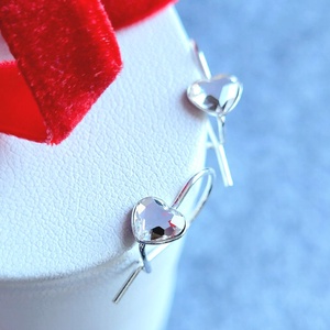 Cercei argint 925 cu inimioare Swarovski  - bijuterii - cercei - cercei din argint - Artynos.ro