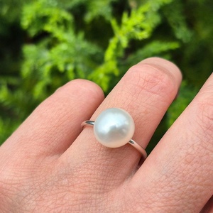 Inel reglabil din argint 92.5 cu Perlă naturală de cultură  - bijuterii - inele - inele cu perle - Artynos.ro