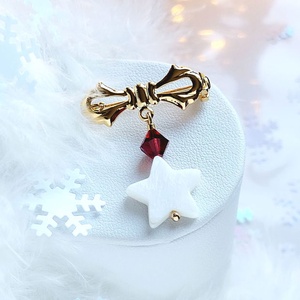 Brosa funda aurie cu stea si Swarovski Crystal  - Artynos.ro