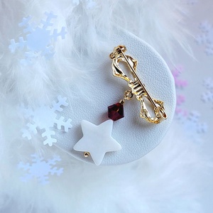 Broșă funda aurie cu stea și Swarovski Crystal  - accessorii și unelte - broșă, cerc, încuietoare - Artynos.ro