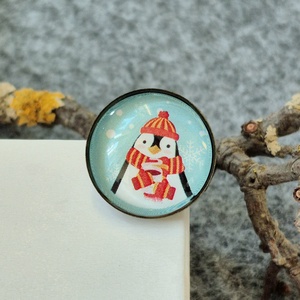 Inel reglabil cu Pingui echipat de iarnă  - bijuterii - inele - inele cu figurine - Artynos.ro