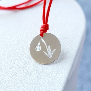 Mărțișor Colier cu șnur și Ghiocel - bijuterii - mărțișor - Artynos.ro