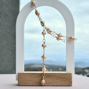 Brățară aurită din perle naturale de cultură Piersică-roze  - bijuterii - brățări - brățări din perle - Artynos.ro