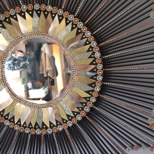 Beautiful Round Black 31 Glam Clear and Rose Gold Crystals Sunburst Mirror - casă & stil de viață - decorațiuni de casă - oglinzi - Artynos.ro