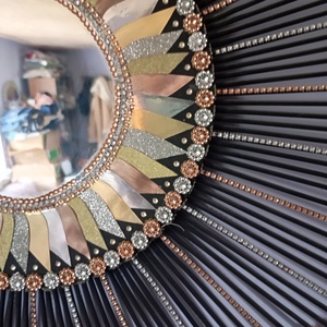 Beautiful Round Black 31 Glam Clear and Rose Gold Crystals Sunburst Mirror - casă & stil de viață - decorațiuni de casă - oglinzi - Artynos.ro