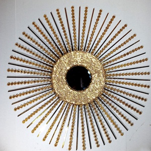 Beautiful Handmade Gold 80 cm Glam Sunburst Mirror Sequins - Artynos.ro