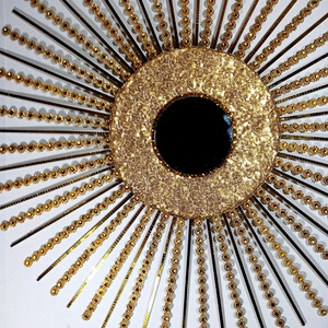 Beautiful Handmade Gold 80 cm Glam Sunburst Mirror Sequins - casă & stil de viață - decorațiuni de casă - oglinzi - Artynos.ro