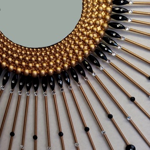 Beautiful Handmade Pearl Frame Gold Black 80 cm Diameter Glam Sunburst Mirror - casă & stil de viață - decorațiuni de casă - oglinzi - Artynos.ro