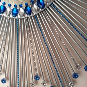 Beautiful Silver 80 cm Diameter Glam Clear and Blue Crystals Sunburst Mirror - casă & stil de viață - decorațiuni de casă - oglinzi - Artynos.ro