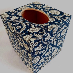  Wooden Tissue Box Blue Chrysanthemums Italian Paper - casă & stil de viață - organizare & depozitare - cutie pentru șervețele - Artynos.ro