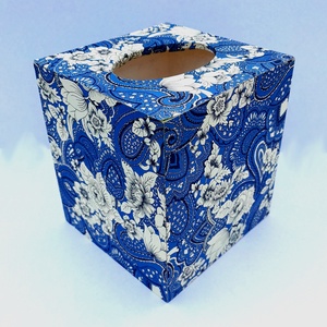  Wooden Tissue Box Blue Floral Paisley Italian Paper - Artynos.ro