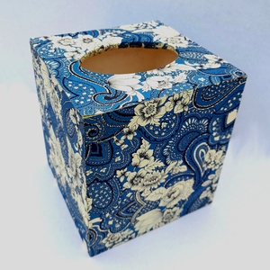  Wooden Tissue Box Blue Floral Paisley Italian Paper - casă & stil de viață - organizare & depozitare - cutie pentru șervețele - Artynos.ro