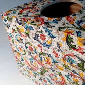 Wooden Tissue Box Florentine Italian Paper with Golden Highlights - casă & stil de viață - organizare & depozitare - cutie pentru șervețele - Artynos.ro
