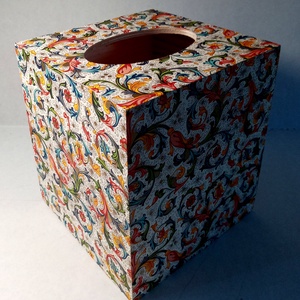 Wooden Tissue Box Florentine Italian Paper with Golden Highlights - casă & stil de viață - organizare & depozitare - cutie pentru șervețele - Artynos.ro