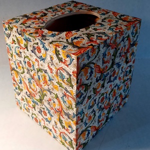  Wooden Tissue Box Florentine Italian Paper with Golden Highlights - casă & stil de viață - organizare & depozitare - cutie pentru șervețele - Artynos.ro