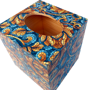  Wooden Tissue Box Mosaic Pattern Italian Paper - casă & stil de viață - organizare & depozitare - cutie pentru șervețele - Artynos.ro