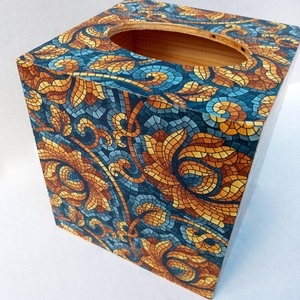  Wooden Tissue Box Mosaic Pattern Italian Paper - casă & stil de viață - organizare & depozitare - cutie pentru șervețele - Artynos.ro