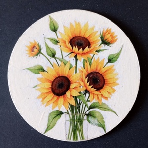 Set of four decoupage coasters - Sunflower Bouquet - casă & stil de viață - echipamente de bucătărie - accesorii de servire - coastere - Artynos.ro