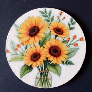Set of four decoupage coasters - Sunflower Bouquet - casă & stil de viață - echipamente de bucătărie - accesorii de servire - coastere - Artynos.ro
