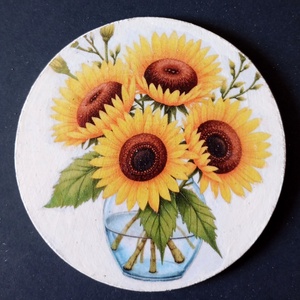 Set of four decoupage coasters - Sunflower Bouquet - casă & stil de viață - echipamente de bucătărie - accesorii de servire - coastere - Artynos.ro