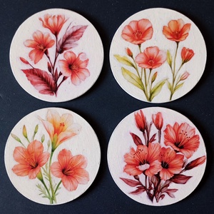 Set of four decoupage coasters - Beautiful Flowers, Casa & Stil de viata, Echipamente de bucatarie, Accesorii de servire, Coastere, Decoupage, transfer si tehnici servetel, ARTYNOS