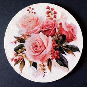Set of four decoupage coasters - Pink Roses - casă & stil de viață - echipamente de bucătărie - accesorii de servire - coastere - Artynos.ro