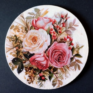 Set of four decoupage coasters - Pink Roses - casă & stil de viață - echipamente de bucătărie - accesorii de servire - coastere - Artynos.ro