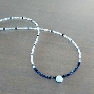 Acvamarin si kyanit (cianit) - bijuterii - coliere - coliere cu pandantive - Artynos.ro