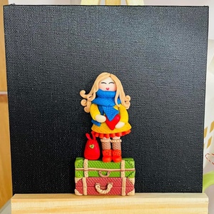 Tablou păpușa , Casa & Stil de viata, Accesorii pentru decorat casa, Picturi murale, Tablouri/picturi pe panza, Lucrare cu argila, Papusi si fabricare de marionete, Tablou păpușa lucrata manual din lut polimeric, ARTYNOS