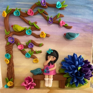 Tablou cu păpușa fimo, Casa & Stil de viata, Accesorii pentru decorat casa, Picturi murale, Panouri si tablouri, panouri decorative, Pictura, Plastilina, ARTYNOS