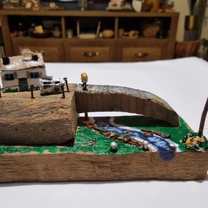 Miniatura din lemn Satul cu pod - Artynos.ro