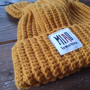 Caciula cu Urechi MIAU Galben Turmeric - îmbrăcăminte și modă - eșarfe, pălării, fularuri - căciulă - Artynos.ro