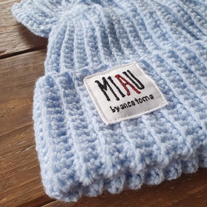 Caciula cu Urechi MIAU Bleu - îmbrăcăminte și modă - eșarfe, pălării, fularuri - căciulă - Artynos.ro