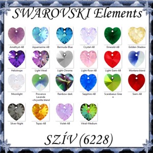 Pandantiv din cristal Swarovski: SWM heart (6228) 14mm AB in mai multe culori, , , ARTYNOS