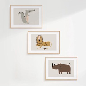 Safari animal imagine, serie poster minimal, camera de copii perete arta set 3 buc -  - Artynos.ro