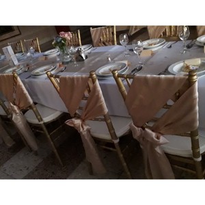Șampanie satin acoperire scaun - accesorii nuntă - materiale decor pentru nuntă - decorațiuni nuntă - Artynos.ro
