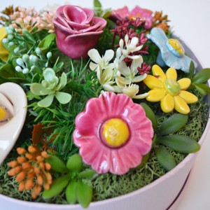 Buchet de flori din ceramică, cutie cu 9 flori - casă & stil de viață - decorațiuni de casă - accesorii florale - cutii cu flori - Artynos.ro