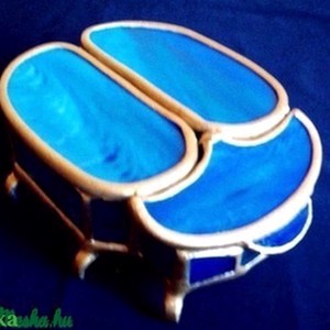 Cutie de bijuterii Scarab teal gold albastru-auriu -  - Artynos.ro