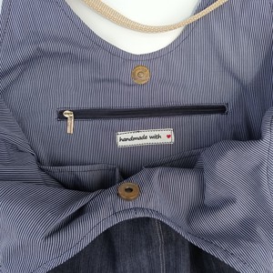 Geantă de umăr din denim brodată, shopper, geantă de cumpărături, geantă textilă - geantă și husă - geantă pentru cumpărături - geantă shopper, geantă tote, geantă textilă - Artynos.ro