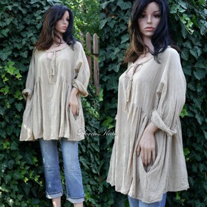 PAULA / nisip - tunică lagenlook design - îmbrăcăminte și modă - haine damă - tunică - Artynos.ro