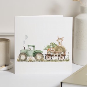 Carte poștală de Paște, felicitare tractor, felicitare cadou iepuraș -  - Artynos.ro