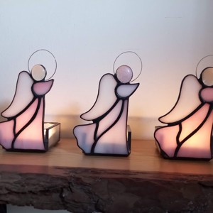 înger Tiffany Suport Lumânare - accesorii de crăciun - decorațiuni de advent - decorațiuni de lumânări advent  - Artynos.ro