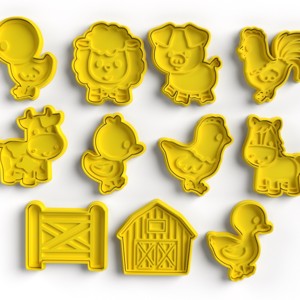 Set de forme pentru prăjituri cu animale de la fermă � Forme de prăjituri cu tematică de fermă  Imprimate 3D -  - Artynos.ro