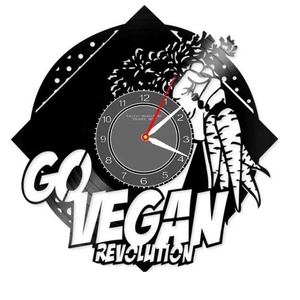 GO VEGAN!-ceas de perete, Casă & Stil de viață, Accesorii pentru decorat casa, Decorațiuni de pereți, decorațiuni suspendate, Ceasuri de perete, , ARTYNOS