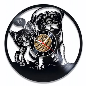 CAINE SI PISICA-ceas de perete, Casă & Stil de viață, Accesorii pentru decorat casa, Decorațiuni de pereți, decorațiuni suspendate, Ceasuri de perete, , ARTYNOS