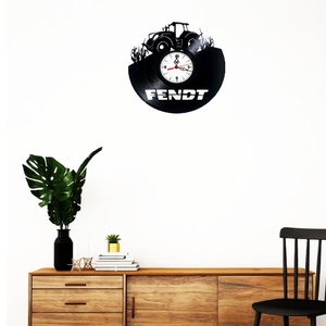 Ceas de perete din disc vinil, Tematică Fendt / Agricultură, Design cu Tractor pe Câmp, Negru - casă & stil de viață - decorațiuni de casă - decorațiuni de pereți - ceasuri de perete - Artynos.ro