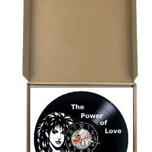 Ceas de perete decorativ realizat din disc de vinil, Model Jennifer Rush The Power of Love 1984 Pop Rock, Negru, 30 cm - casă & stil de viață - decorațiuni de casă - decorațiuni de pereți - ceasuri de perete - Artynos.ro